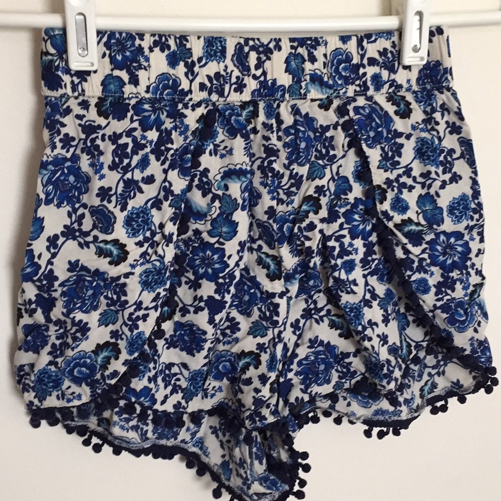 Blue Floral Printed Shorts